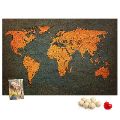 World Map Cork Memo Board