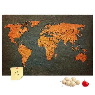 World Map Cork Memo Board