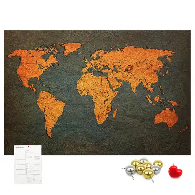 World Map Cork Memo Board