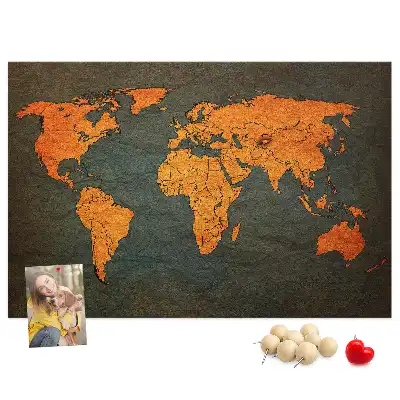 Cork memo board World map