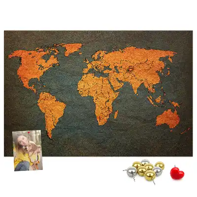 World Map Cork Memo Board