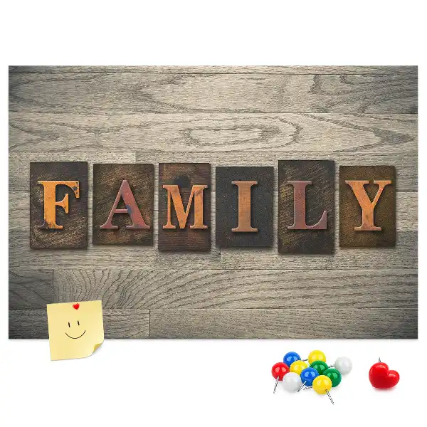 Printed Family Lettering Cork Board