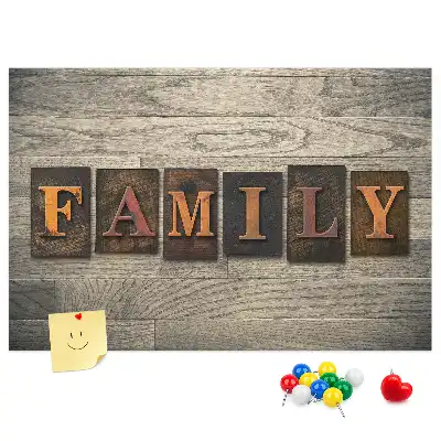 Printed Family Lettering Cork Board