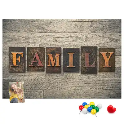 Printed Family Lettering Cork Board