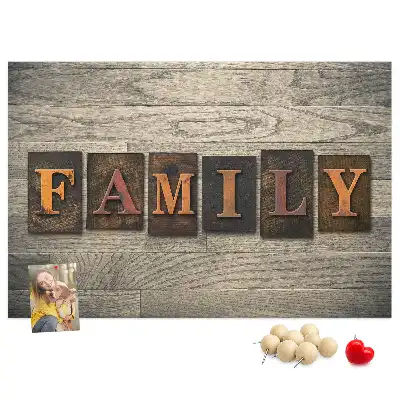 Printed Family Lettering Cork Board
