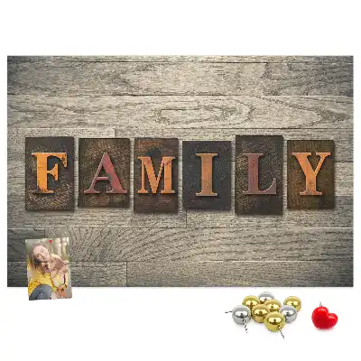 Printed Family Lettering Cork Board