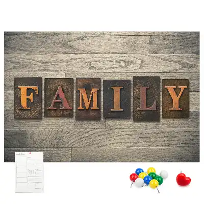 Printed Family Lettering Cork Board
