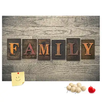 Printed Family Lettering Cork Board