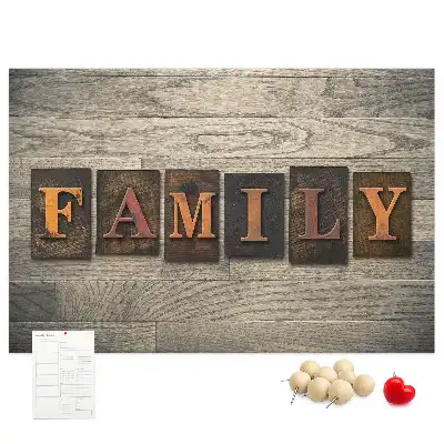 Printed Family Lettering Cork Board