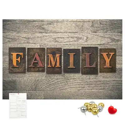 Printed Family Lettering Cork Board