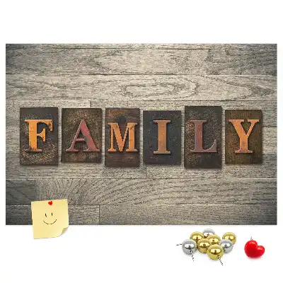 Printed Family Lettering Cork Board