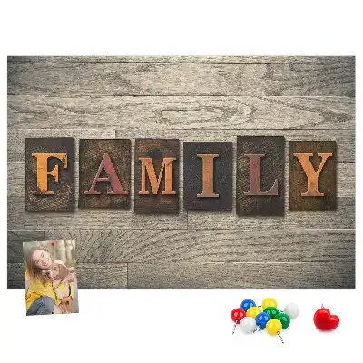 Printed Family Lettering Cork Board