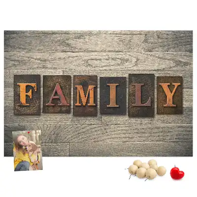 Printed Family Lettering Cork Board