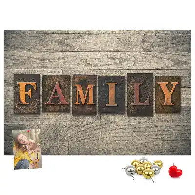 Printed Family Lettering Cork Board