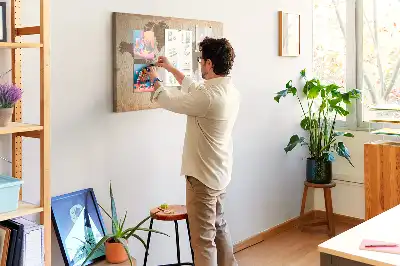 Cork memo board with painted world map