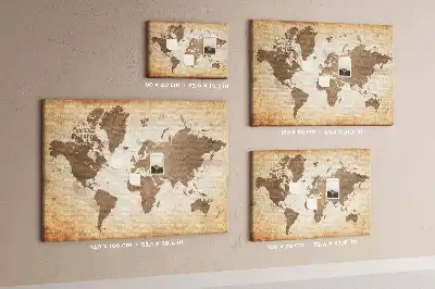 Cork memo board with painted world map