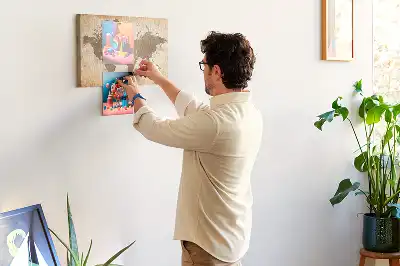 Cork memo board with painted world map
