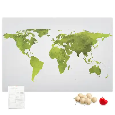 Watercolor World Map Printed Cork Board
