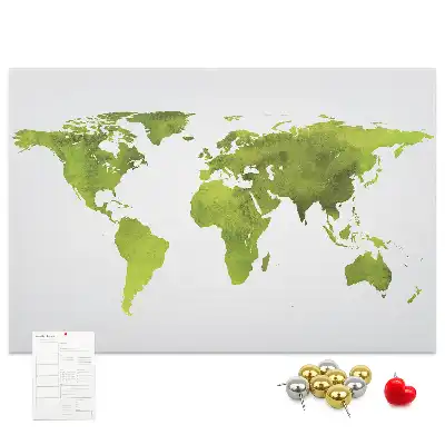 Watercolor World Map Printed Cork Board