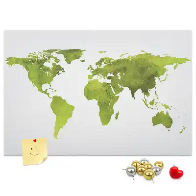 Watercolor World Map Printed Cork Board