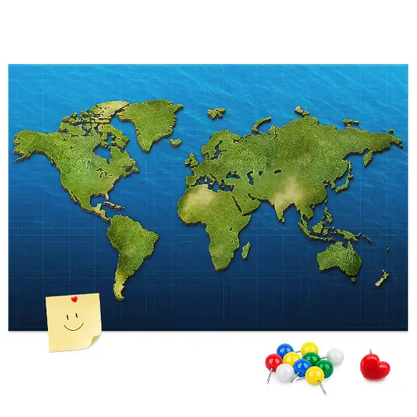 Printed Cork Memo Board World map