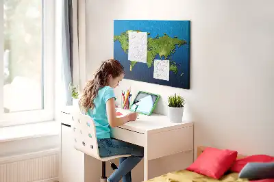 Printed Cork Memo Board World map