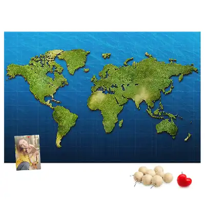 Printed Cork Memo Board World map