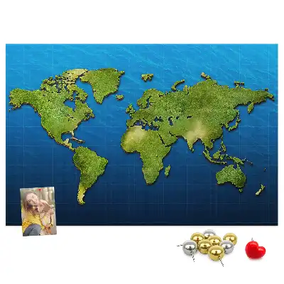 World Map Printed Cork Memo Board