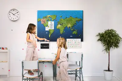 Printed Cork Memo Board World map