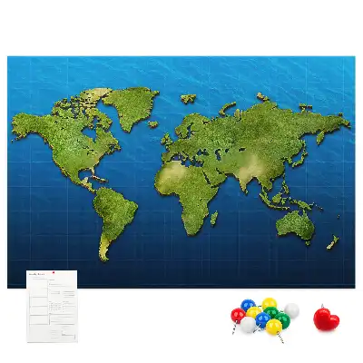 World Map Printed Cork Memo Board