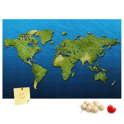 World Map Printed Cork Memo Board