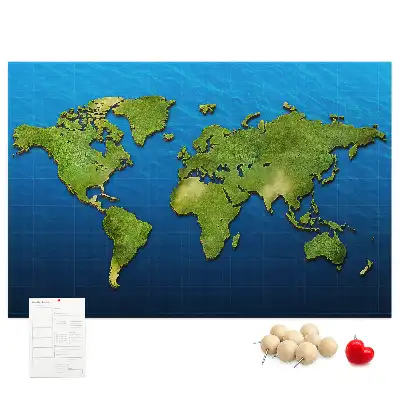 World Map Printed Cork Memo Board