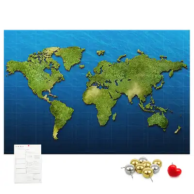 World Map Printed Cork Memo Board