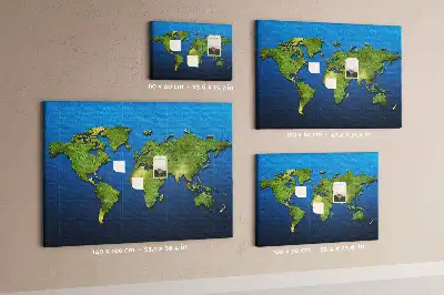 Printed Cork Memo Board World map