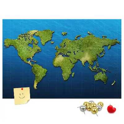 World Map Printed Cork Memo Board