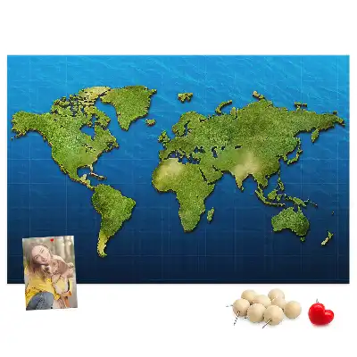 World Map Printed Cork Memo Board