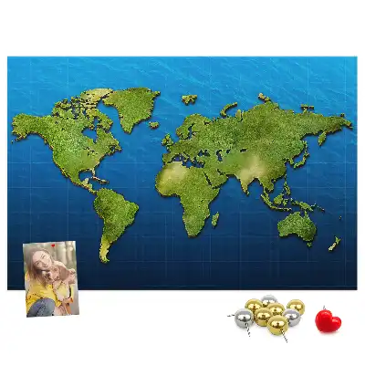 World Map Printed Cork Memo Board
