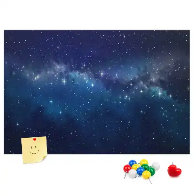 Cork memo board with dark sky stars design