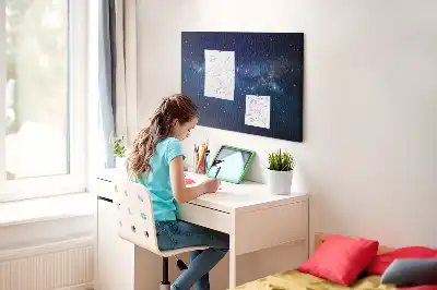 Cork memo board with dark sky stars design