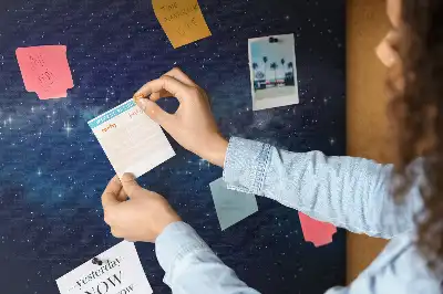 Cork memo board with dark sky stars design