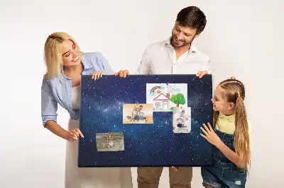 Cork memo board with dark sky stars design