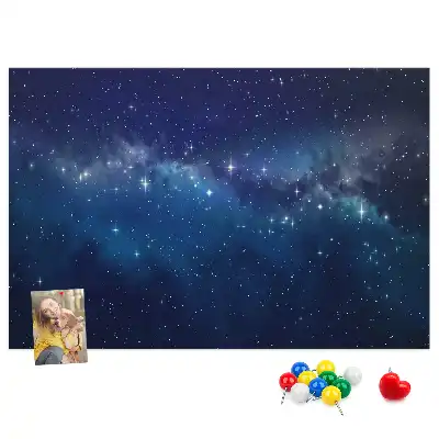 Cork memo board with dark sky stars design