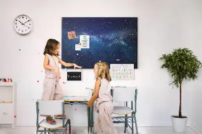 Cork memo board with dark sky stars design