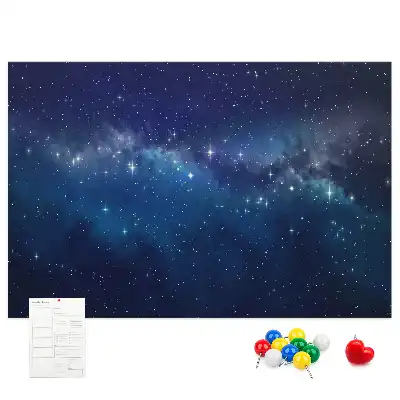 Cork memo board with dark sky stars design