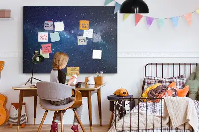 Cork memo board with dark sky stars design