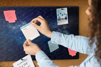 Cork memo board with dark sky stars design