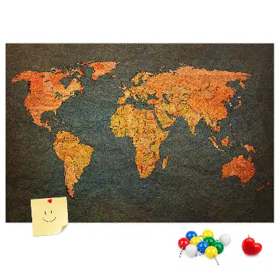World Map Printed Cork Memo Board