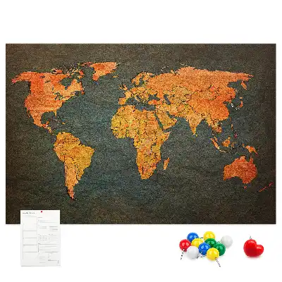 World Map Printed Cork Memo Board