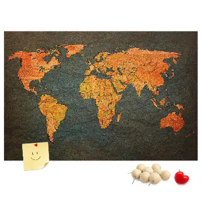 Printed Cork Memo Board World map