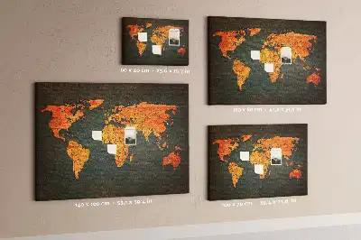 World Map Printed Cork Memo Board